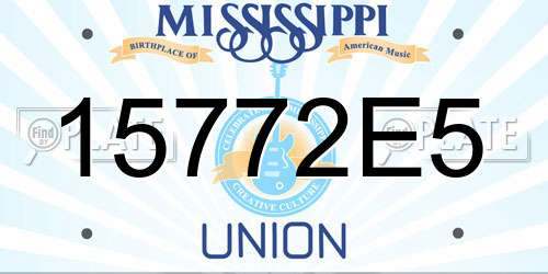 15772E5 Mississippi License Plate