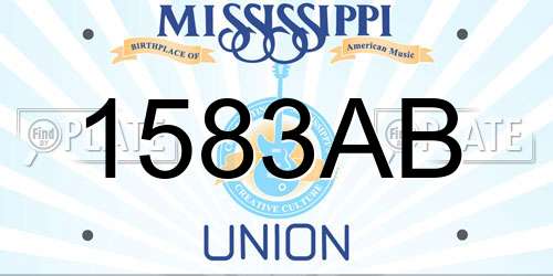 1583AB Mississippi License Plate