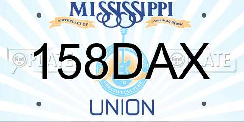 158DAX Mississippi License Plate