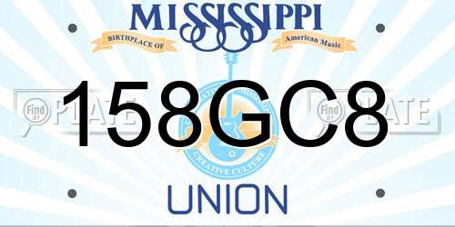 158GC8 Mississippi License Plate