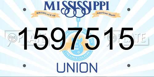 1597515 Mississippi License Plate