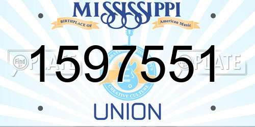 1597551 Mississippi License Plate