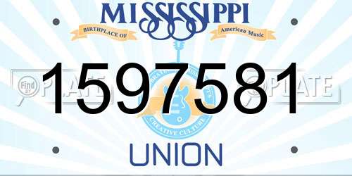 1597581 Mississippi License Plate