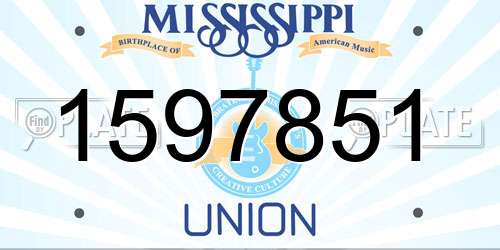 1597851 Mississippi License Plate