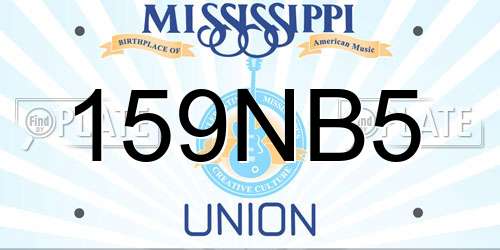 159NB5 Mississippi License Plate