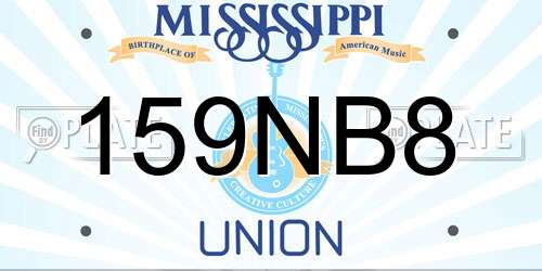 159NB8 Mississippi License Plate