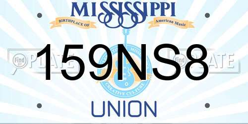 159NS8 Mississippi License Plate