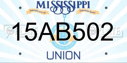15AB502 Mississippi License Plate