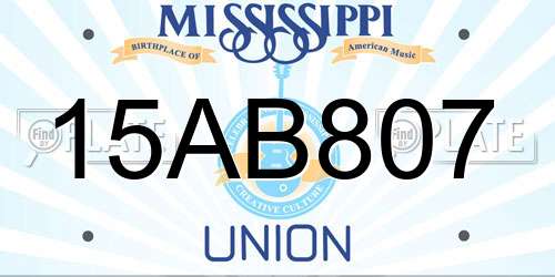 15AB807 Mississippi License Plate