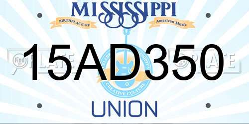 15AD350 Mississippi License Plate