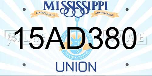 15AD380 Mississippi License Plate