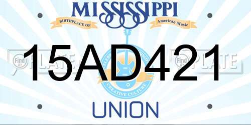 15AD421 Mississippi License Plate