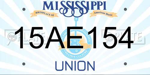 15AE154 Mississippi License Plate