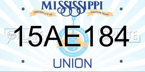 15AE184 Mississippi License Plate