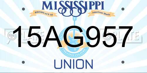 15AG957 Mississippi License Plate