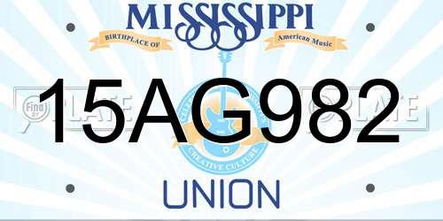 15AG982 Mississippi License Plate