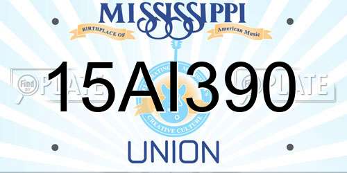 15AI390 Mississippi License Plate
