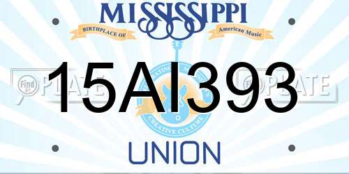 15AI393 Mississippi License Plate