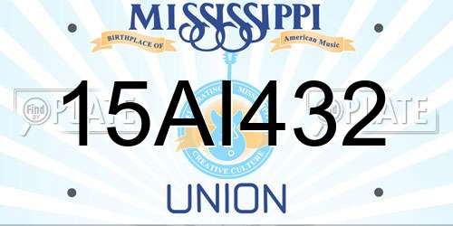 15AI432 Mississippi License Plate