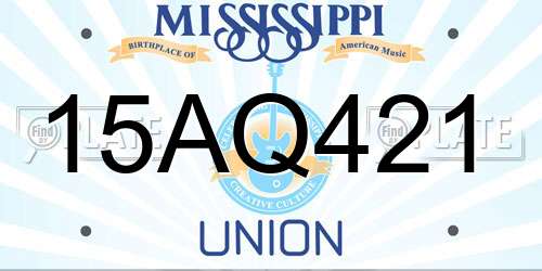 15AQ421 Mississippi License Plate