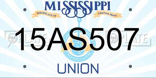 15AS507 Mississippi License Plate