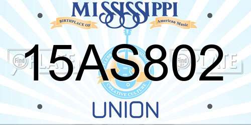 15AS802 Mississippi License Plate