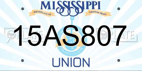 15AS807 Mississippi License Plate