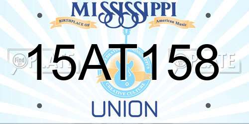 15AT158 Mississippi License Plate