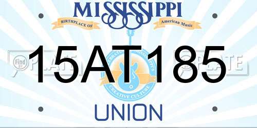 15AT185 Mississippi License Plate