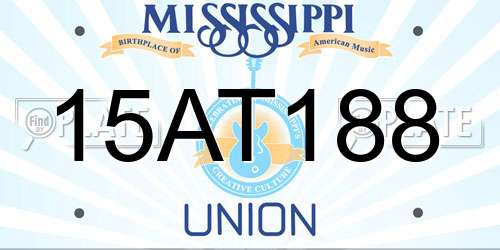 15AT188 Mississippi License Plate