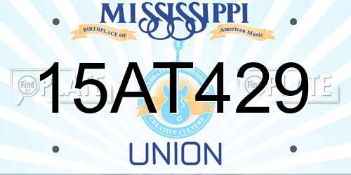 15AT429 Mississippi License Plate