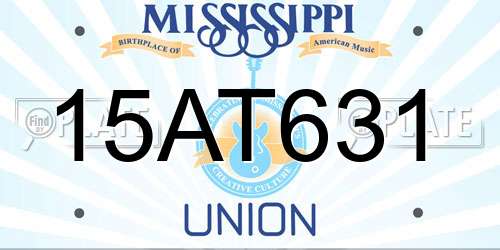 15AT631 Mississippi License Plate