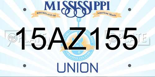 15AZ155 Mississippi License Plate