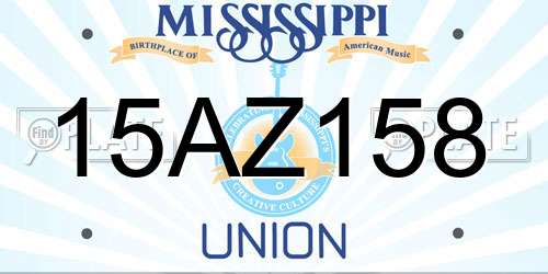15AZ158 Mississippi License Plate