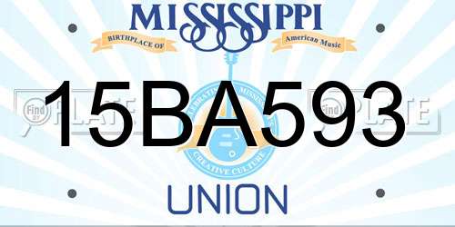 15BA593 Mississippi License Plate