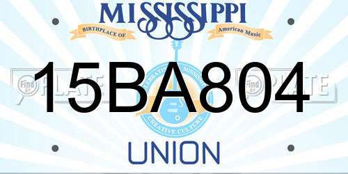15BA804 Mississippi License Plate