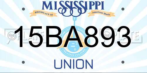 15BA893 Mississippi License Plate