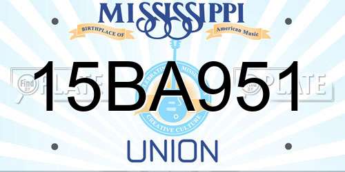 15BA951 Mississippi License Plate