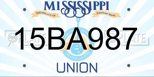 15BA987 Mississippi License Plate