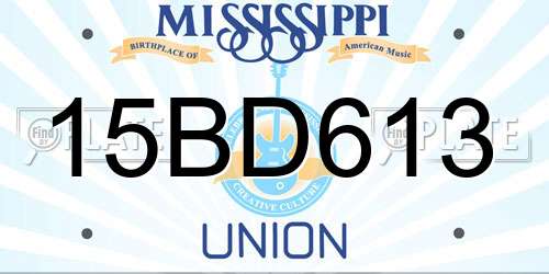 15BD613 Mississippi License Plate