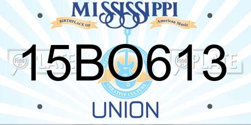 15BO613 Mississippi License Plate