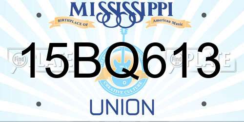 15BQ613 Mississippi License Plate