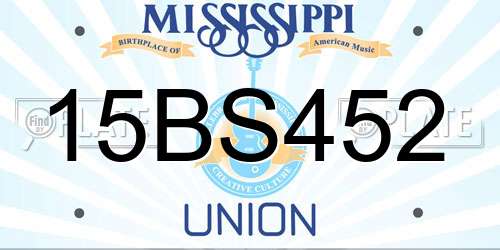 15BS452 Mississippi License Plate