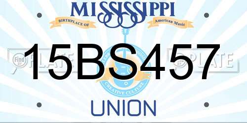 15BS457 Mississippi License Plate