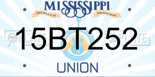 15BT252 Mississippi License Plate