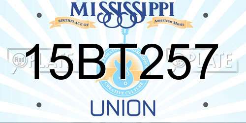 15BT257 Mississippi License Plate