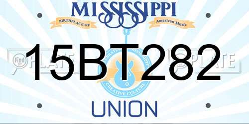 15BT282 Mississippi License Plate