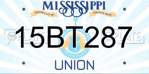 15BT287 Mississippi License Plate