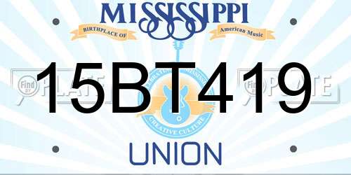 15BT419 Mississippi License Plate