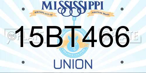 15BT466 Mississippi License Plate